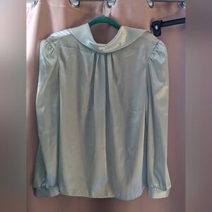 3/$15 Cristina Vintage Silky Light Blue Blouse in Medium EUC